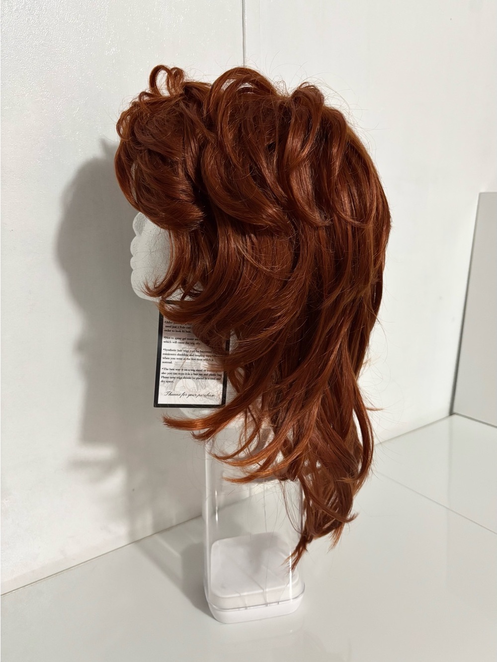 Mid Length Shag Wavy Layers Synthetic Wig NWT  Reddish- Brown, Natural Look.